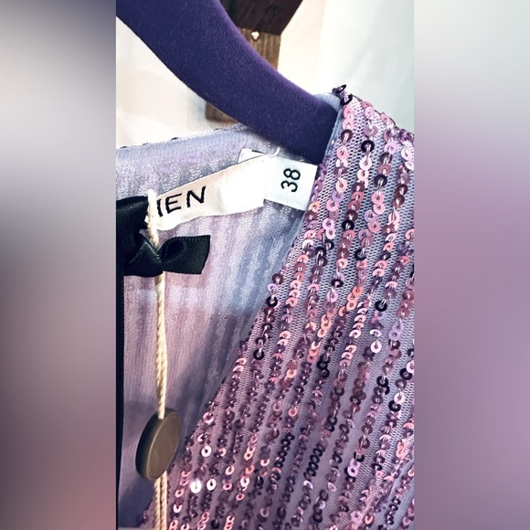 NWT AMEN Faux Wrap Light Purple Sequin Dress Long Sleeve XS (IT 38) - Picture 9 of 13